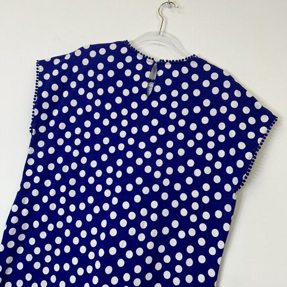 Boden Shift Dress Womens Size 14 Long Blue White Polka Dot - Picture 9 of 9